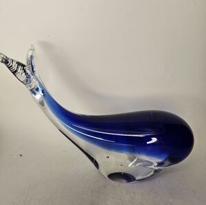 Vintage‎ large blue Murano style dolphin figurine